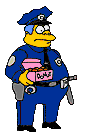Policjant zjadający pączki